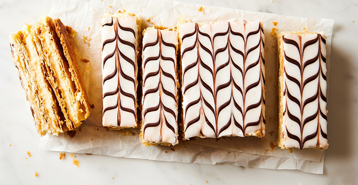 A tray of Napoleon pastries