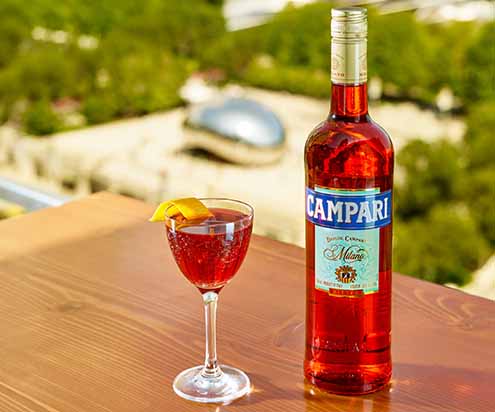 Negroni Cocktail With A Bottle Of Campari