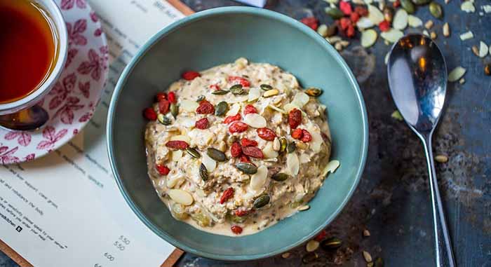 Bowl Of Oatmeal With Goji Berries & Nuts