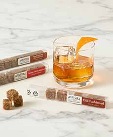 Old Fashioned cocktail made with Meliora cocktail cubes