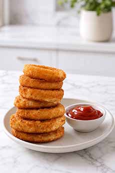 Fried Onion Rings With Ketchup