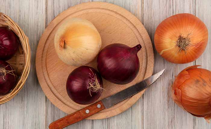 Onions On Cutting Board
