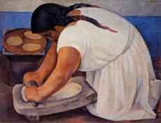 Woman Grinding Maize by Diego Rivera