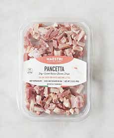 A package of Maestri brand diced pancetta