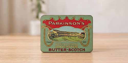 An old Parkinson's Butterscotch tin.