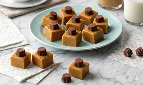 Peanut Butter Fudge With Mini PB Cups On Top