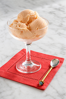 Peach Ice Cream In A Coupe Dish