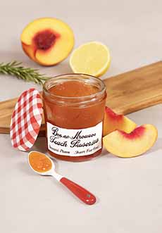 A jar of Bonne Maman peach preserves
