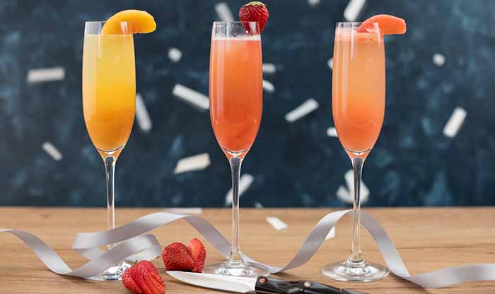 Peach, Strawberry & Grapefruit Bellini Cocktails