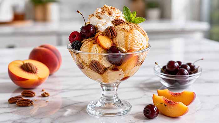 Peach Ice Cream Sundae
