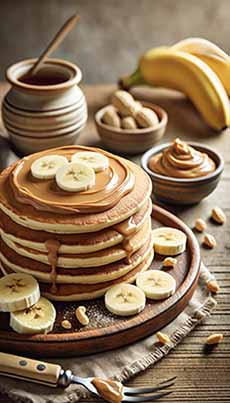 Peanut Butter Pancakes With Bananas