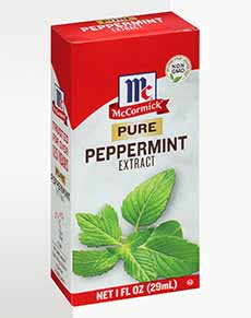 A box of McCormick Peppermint Extract