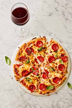 Pepperoni Pizza & A Glass Of Red Wine