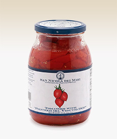 A jar of Piennolo del Vesuvio tomatoes