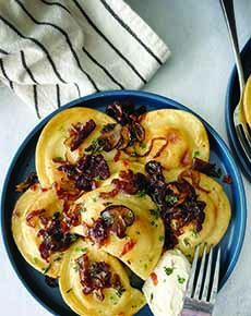 Pierogi Topped With Caramelized Onions