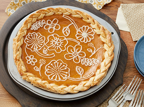 Pumpkin Pie With Piped Icing Design