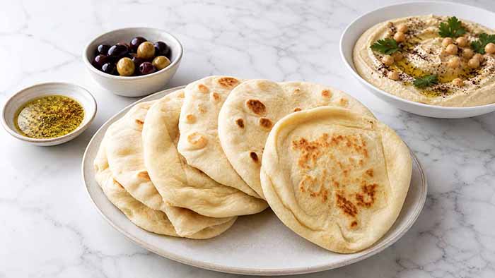 Pita With Hummus & Olives