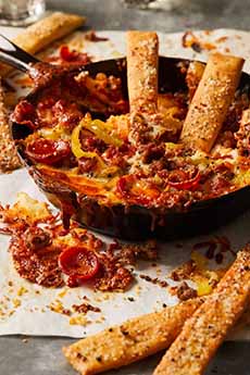 Pepperoni Pizza Dip & Breadsticks