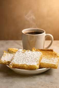 Gooey Butter Cake With A Cup Of Coffee