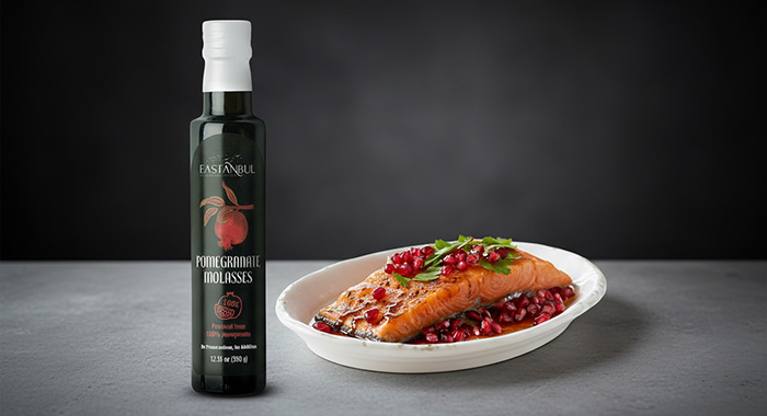 Salmon Glazed With Pomegranate Molasses
