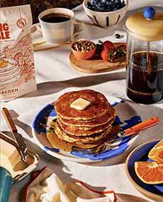 Plate of Pancakes on a Breakfast Table