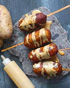 Potato Dogs: hot dogs encased in fried potato instead of corn dogs