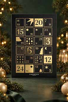 Laderach Advent calendar with dark chocolate pralines.