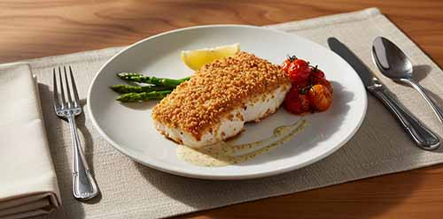 A Plate Of Pretzel-Crusted Halibut