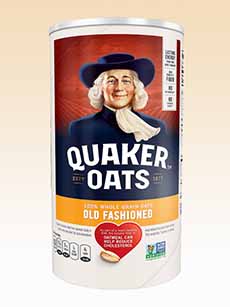 A round carton of Quaker Old Fashioned Oats