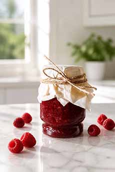 A Jar Of Homemade Raspberry Jam