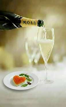 Red Caviar Heart With Champagne