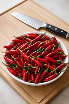 A Bowl Of Red Serrano Chiles