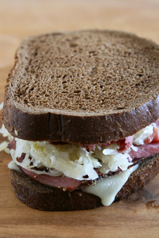 Grilled Reuben Sandwich on Dark Rye