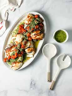 Roasted Halloumi With Cherry Tomatoes & Chimichurri