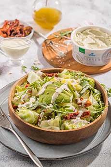 Labneh Salad Dressing On A Green Salad