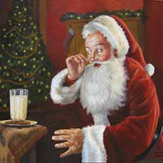 Santa Claus With Cookies & Milk