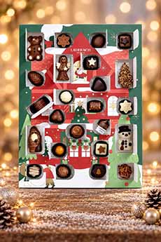 The chocolates inside Läderach's Selection Advent calendar.