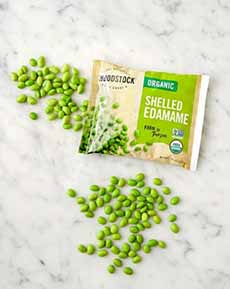 A bag of frozen edamame