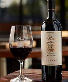 Shiraz Wine Bottle & Glass Of Wine