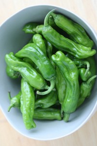A bowl of shishito peppers
