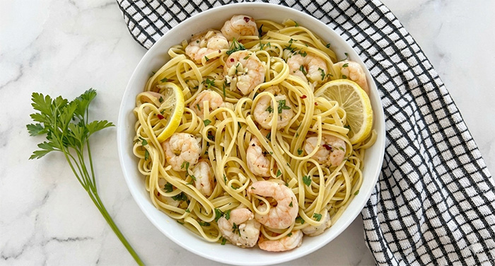 A Plate Of Shrimp Scampi