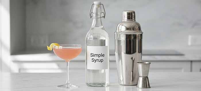 Simple Syrup Bottle With Cocktails