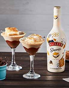 Baileys S'mores Irish Cream Liqueur Atop Chocolate Pudding