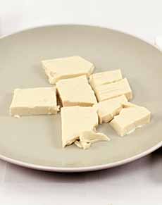 Cubes of House Foods Silken Tofu on a plate