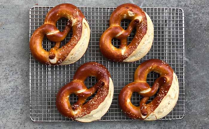 Soft Pretzels On A Cooling Rack