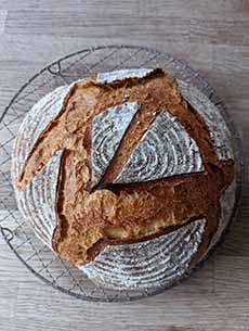 A sourdough boule (round shape).