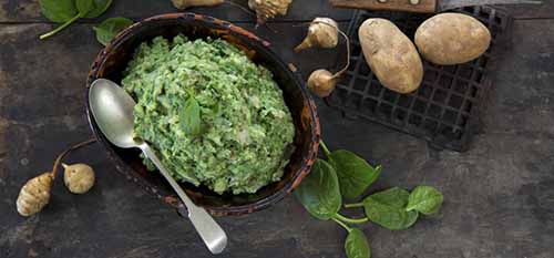 A Dish Of Spinach Mashed Potatoes