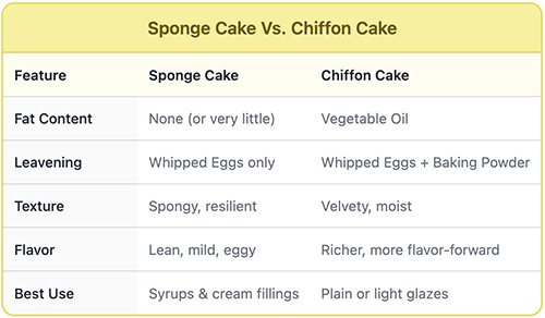 Chart: Sponge Cake vs. Chiffon Cake