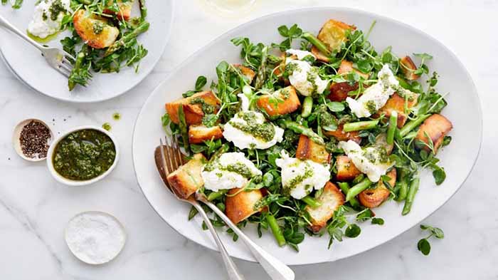 Panzanella With Asparagus & Burrata