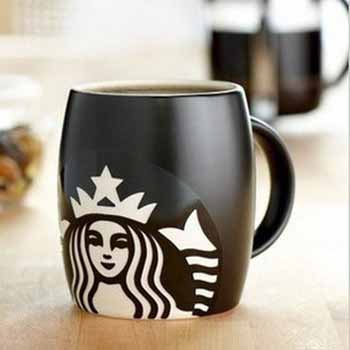 Black and white Starbucks mug